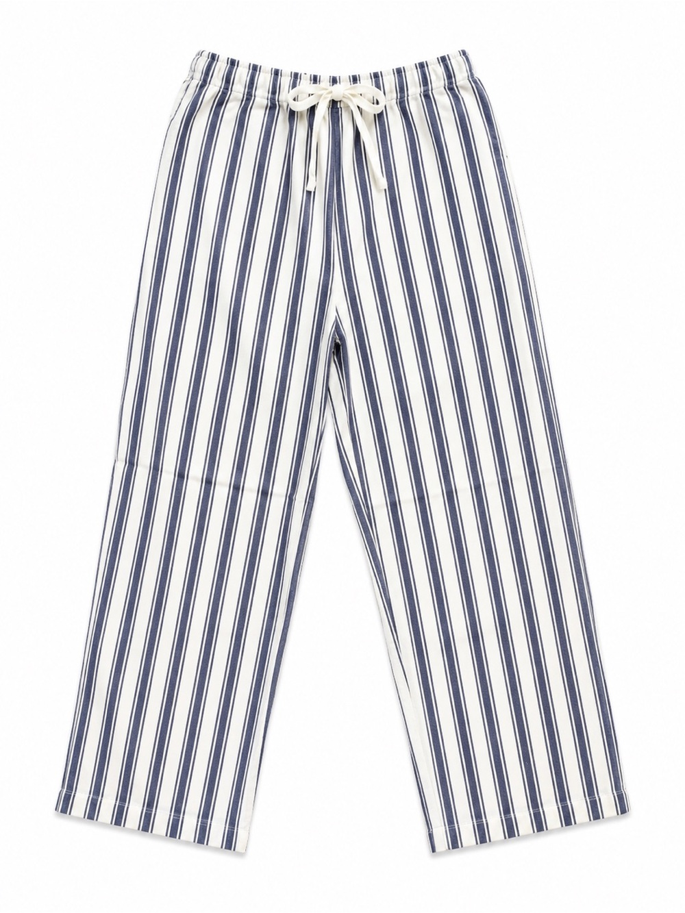 Striped Wide Leg Drawstring Pants - Navy & White